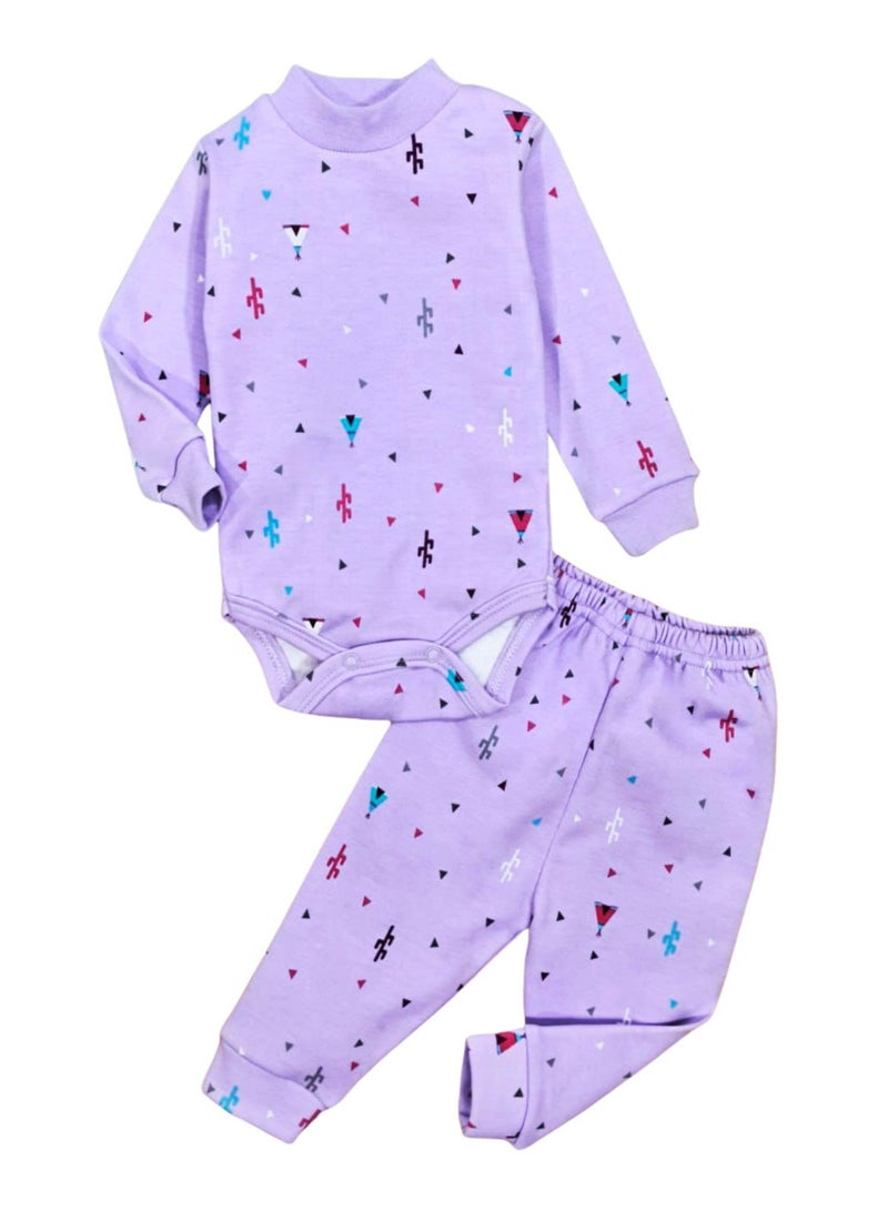 Rand Baby Winter Cotton Fleece Long Sleeve Bodysuit and Pants Pajama Set for Baby  - Image 5