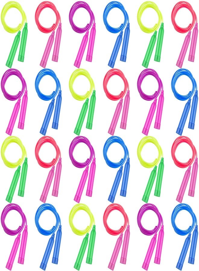 Elcoho 24 Pack Colorful Kids Jump Rope Set Adjustable Plastic Kids Jump Rope Skipping Rope Outdoor Jump Ropes Great Party Favor - Image 1