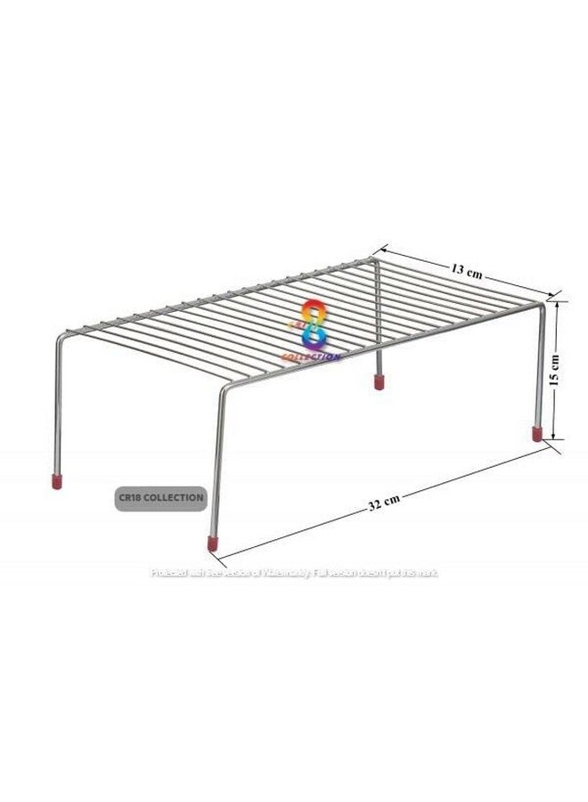 12For Collection Big Size 2 Layer Stainless Steel Spice Rack - Modular Storage Rack - 2Pcs Expandable Dish Rack Shelves for Kitchen Countertop, Step Shelf - Image 5