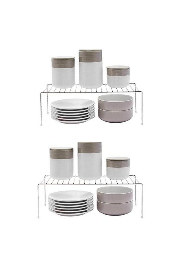 12For Collection Big Size 2 Layer Stainless Steel Spice Rack - Modular Storage Rack - 2Pcs Expandable Dish Rack Shelves for Kitchen Countertop, Step Shelf - Image 2