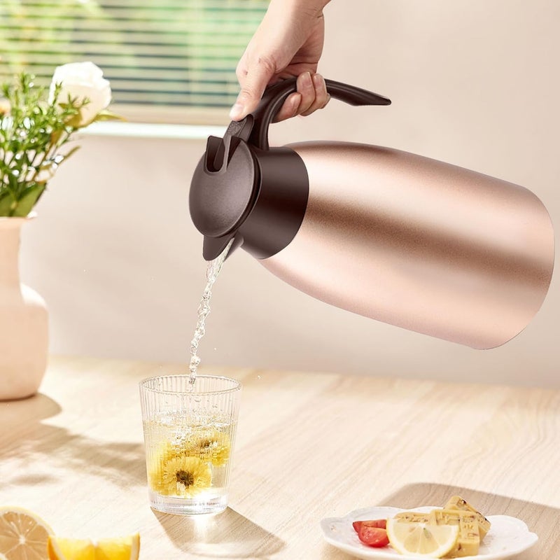GearRoot 68oz Thermal Coffee Carafe, Stainless Steel Coffee Carafes for Keeping Hot, Airpot Insulated Tea Pot Dispenser for Hot Water, Tea, Hot Beverage - Keep 12 Hours Hot, 24 Hours Cold, Champagne Gold - Image 4