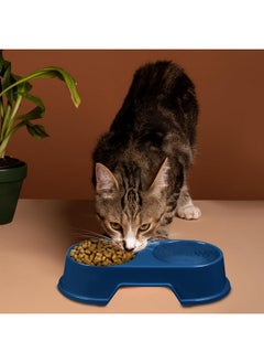 Comet Plastics Cat Litter Tray With Free Scoop And Dual Pet Bowl | Suitable For All Adult Cats & Kittens| Bpa Free | Cat Food Bowl -375Ml X 2 | Green | Tray-40Cm X 32Cm X 10Cm (Blue)  - Image 4