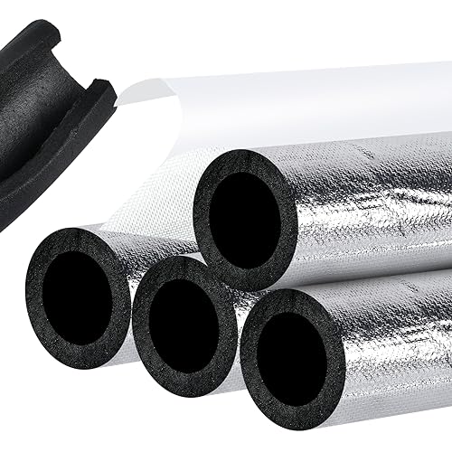 Worldity 4 Pack Insulation Tubes 2 Inch, Pre-Slit Self-Adhesive Insulation Wrap, Highly Insulated for Copper Pipe, AC Line, Sprinkler (20mm Thick) - Image 1