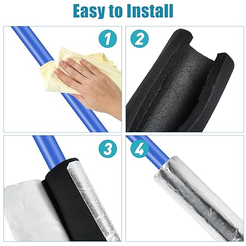 Worldity 4 Pack Insulation Tubes 2 Inch, Pre-Slit Self-Adhesive Insulation Wrap, Highly Insulated for Copper Pipe, AC Line, Sprinkler (20mm Thick) - Image 5