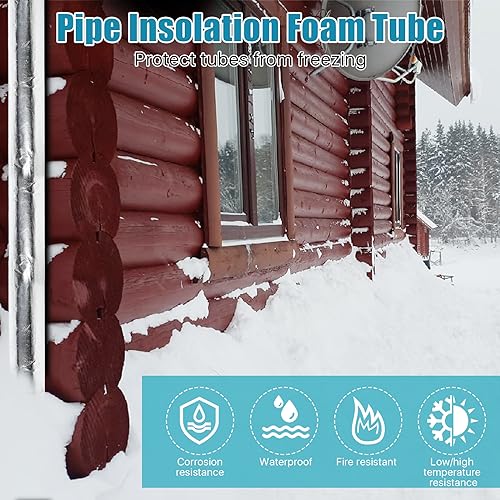 Worldity 4 Pack Insulation Tubes 2 Inch, Pre-Slit Self-Adhesive Insulation Wrap, Highly Insulated for Copper Pipe, AC Line, Sprinkler (20mm Thick) - Image 4