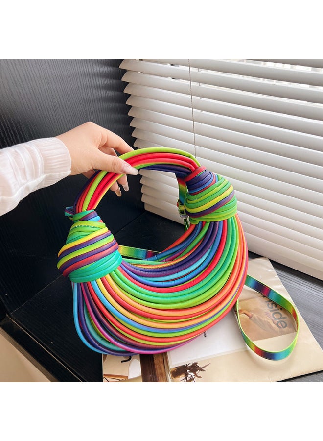 Ordinary Creative Noodles Niche Handmade Woven Bread Women's Crossbody Bag Shoulder Underarm Bag Handbag-Color:Green - Image 4