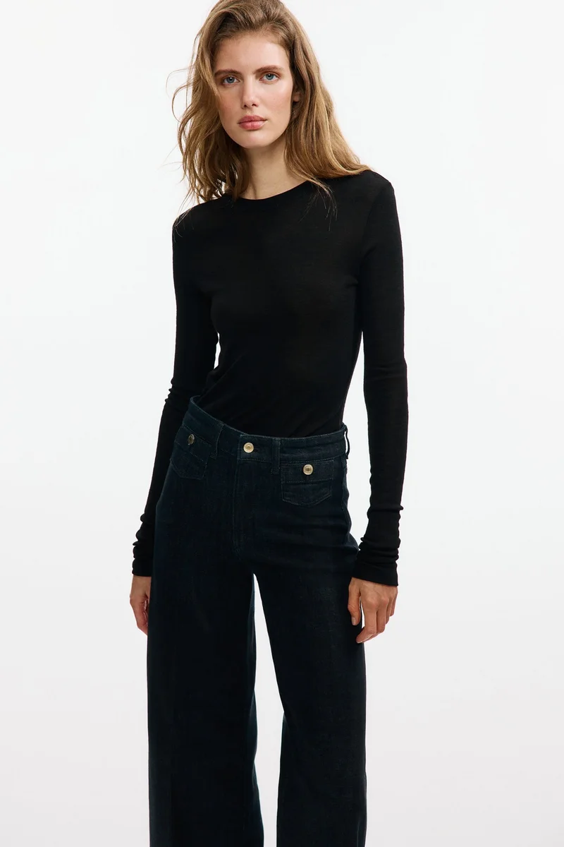 H&M Wide High Waist Ankle Jeans