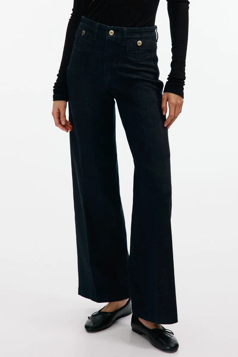 H&M Wide High Waist Ankle Jeans