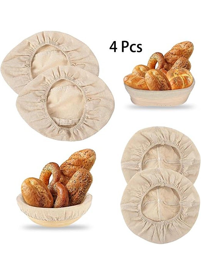 2 Pieces 10 Inch Oval and 2 Pieces 9 Inch Round Bread Proofing Basket Cloth Liner, Round Brotform Liner Oval Natural Rattan Baking Dough Sourdough Baskets Cover - Image 1