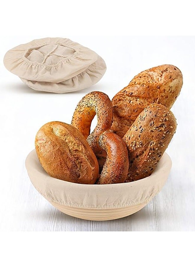 2 Pieces 10 Inch Oval and 2 Pieces 9 Inch Round Bread Proofing Basket Cloth Liner, Round Brotform Liner Oval Natural Rattan Baking Dough Sourdough Baskets Cover - Image 3