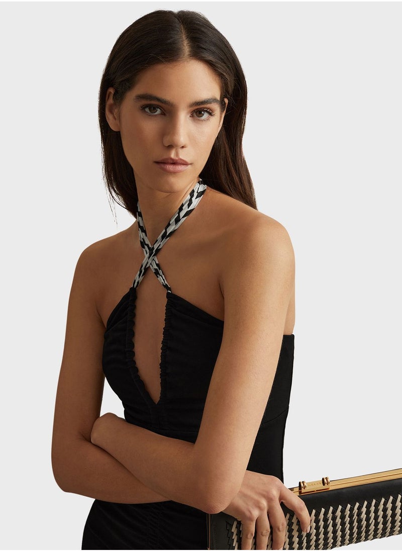 REISS Halter Neck Knitted Dress  - Image 4