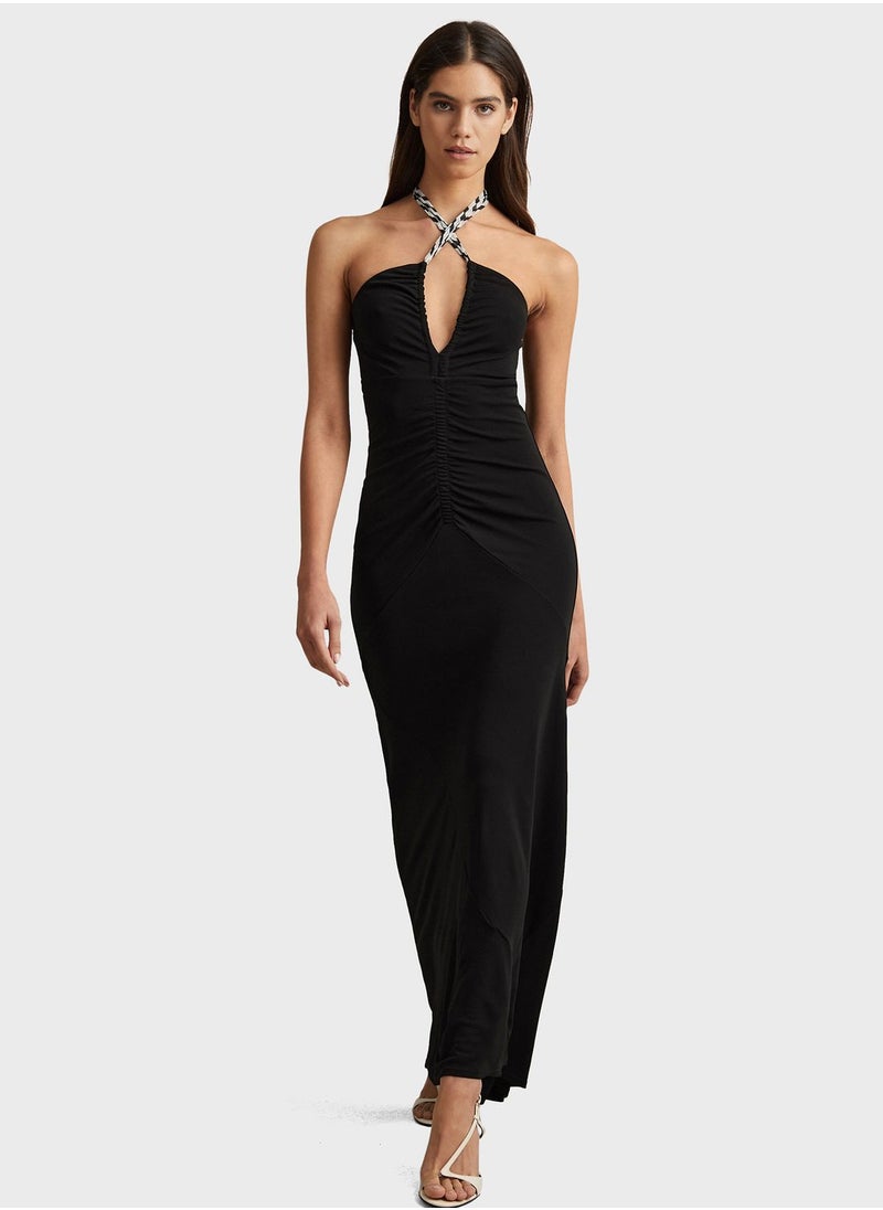 REISS Halter Neck Knitted Dress  - Image 1