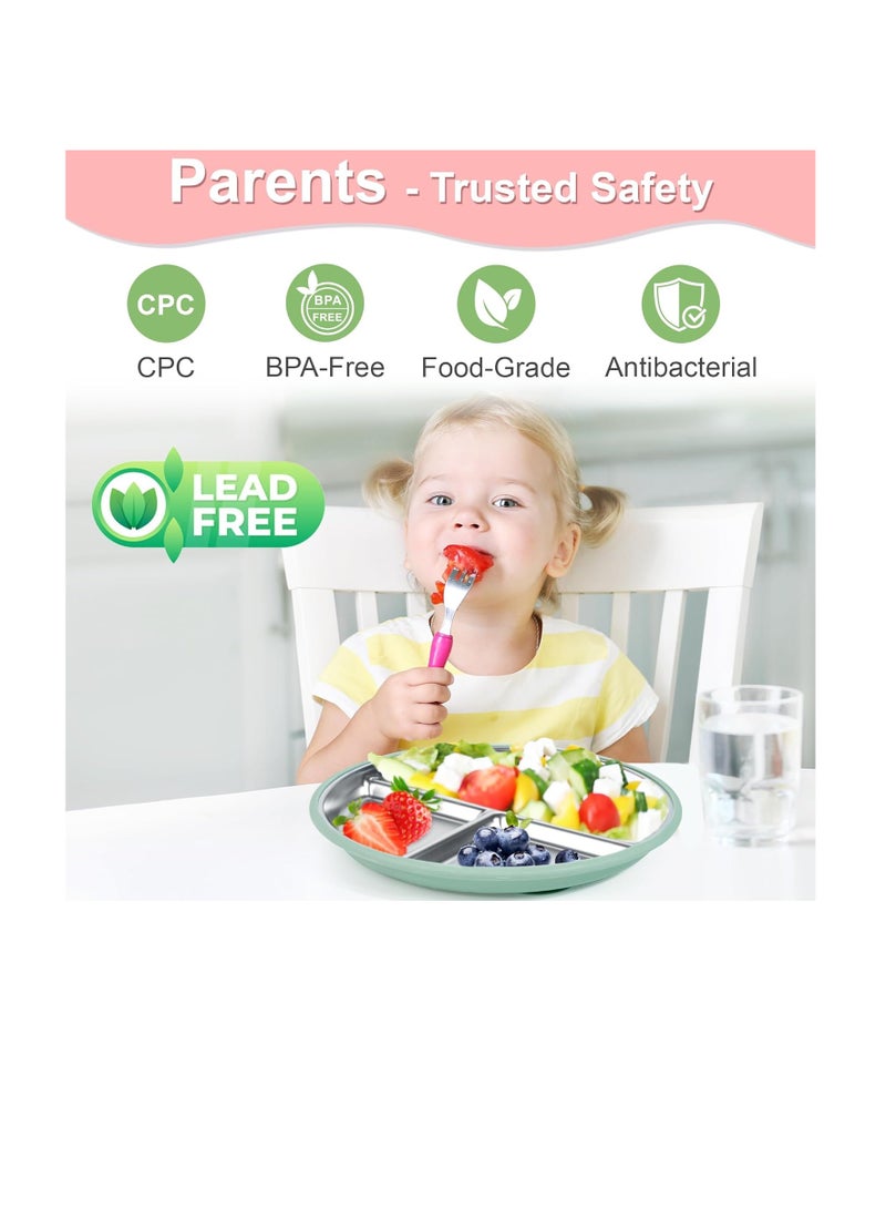 عام أصدقاء Bella's Fteland Steeld Stains Kids لوحة شفط للأطفال ، ألواح الأطفال الصغار غير السامة ، ألواح أطفال من فئة الطعام ، آمنة ، غسالة الصحون ، - Image 2