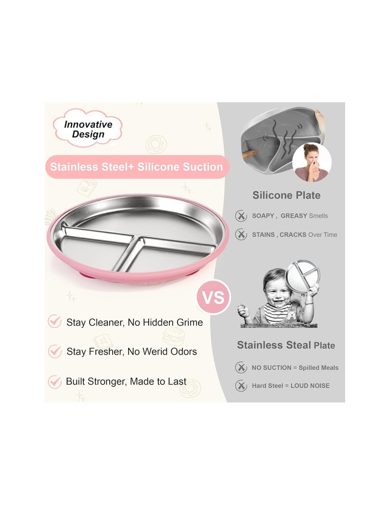 عام أصدقاء Bella's Fteland Steeld Stains Kids لوحة شفط للأطفال ، ألواح الأطفال الصغار غير السامة ، ألواح أطفال من فئة الطعام ، آمنة ، غسالة الصحون ، - Image 3