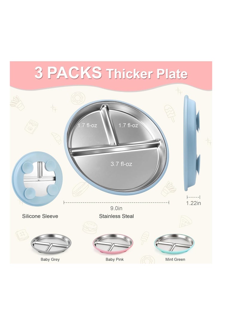 عام أصدقاء Bella's Fteland Steeld Stains Kids لوحة شفط للأطفال ، ألواح الأطفال الصغار غير السامة ، ألواح أطفال من فئة الطعام ، آمنة ، غسالة الصحون ، - Image 4