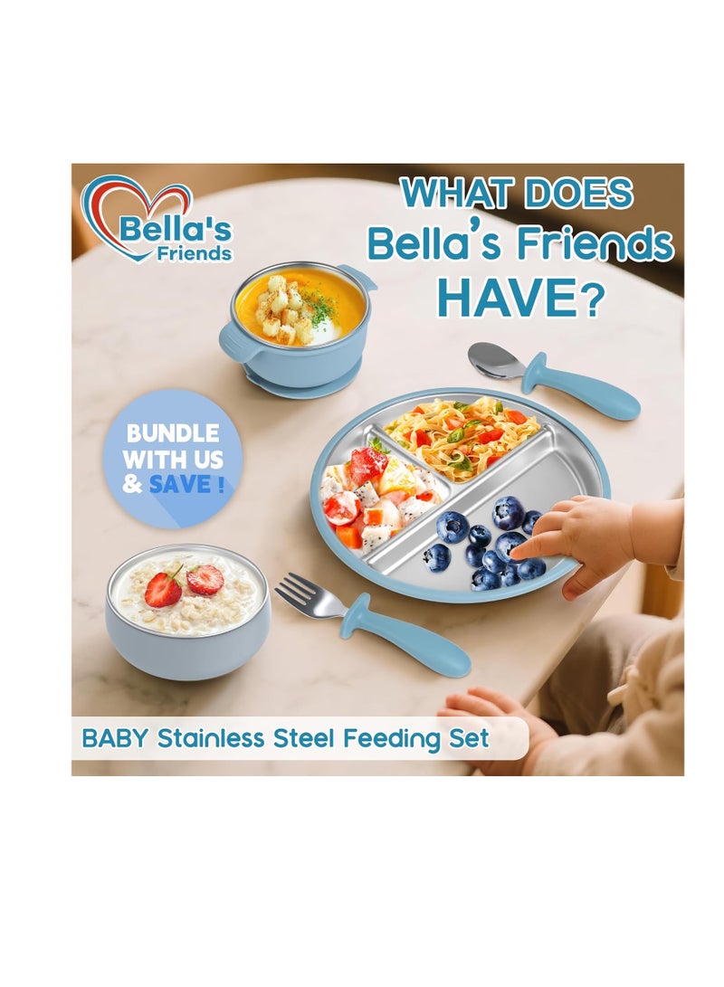 عام أصدقاء Bella's Fteland Steeld Stains Kids لوحة شفط للأطفال ، ألواح الأطفال الصغار غير السامة ، ألواح أطفال من فئة الطعام ، آمنة ، غسالة الصحون ، - Image 5