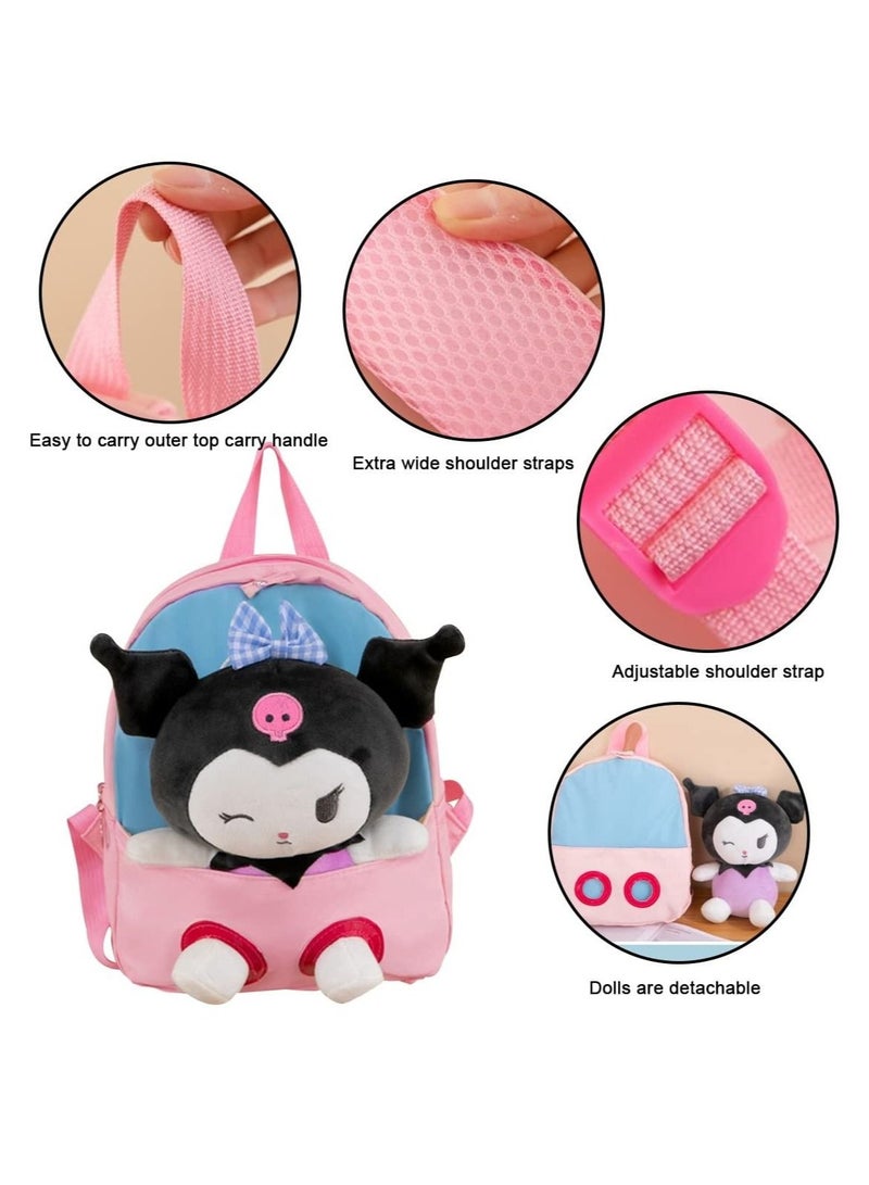Y&D Kawaii Plush Kuromi Bag for Girls, Kuromi Plush Backpack Cute Kuromi Plush Bag Cartoon Shoulder Bag Cute Anime Kuromi Bag Kuromi Plush Shoulder Bag Anime Toy Bag for Anime Fans - Image 2