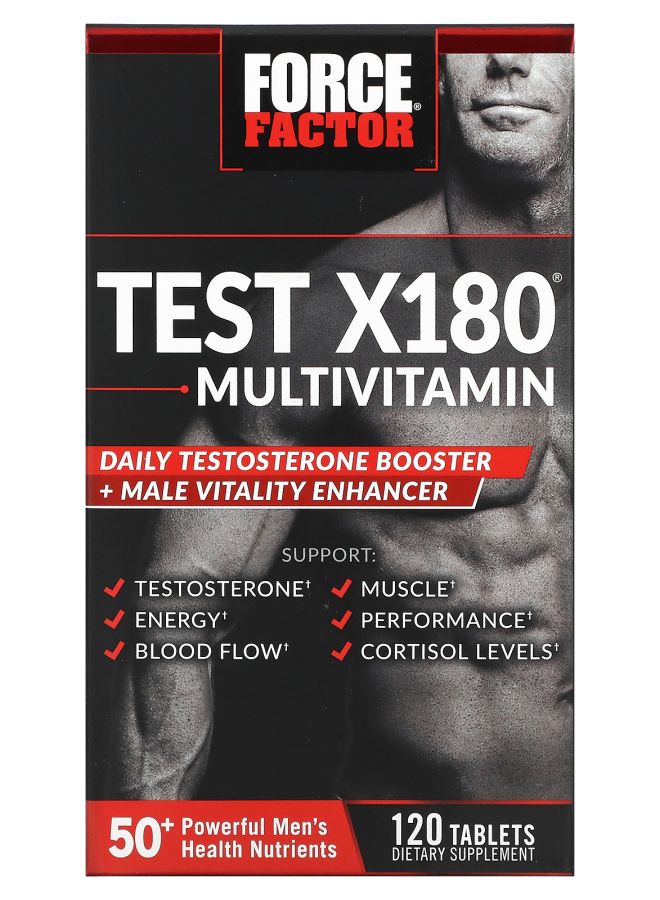 Force Factor اختبار X180 متعدد الفيتامينات + معزز التستوستيرون 120 قرص