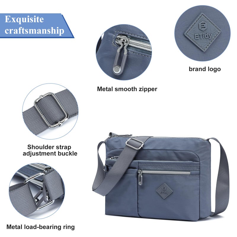 ETidy Medium Crossbody Bag For Women Waterproof Lightweight Casual Shoulder Handbag Purse(Blue - Image 4