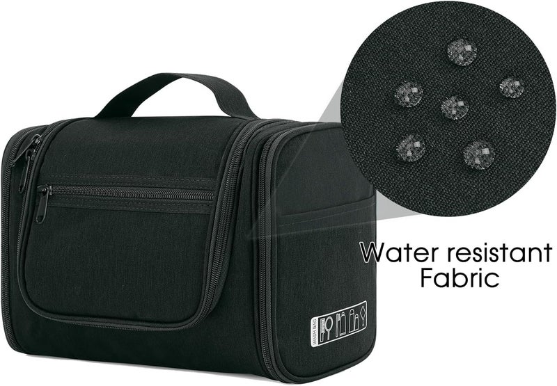 WANDF Large Hanging Toiletry Bag Travel Cosmetic Makeup Organizer Water-Resistant Shower Bathroom Bag for Women and Men (Black) - Image 5