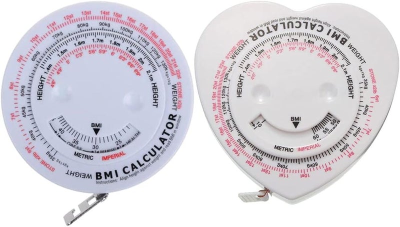 klarako 2 Pieces Body Mass Index Tape Measure BMI Calculator Retract Measurement Tool - Image 1