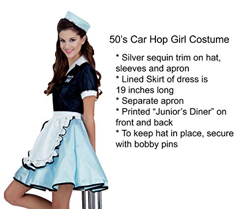 Rubies زي فتاة خدمة السيارات للبالغين من الخمسينات، مقاس واحد - Image 3