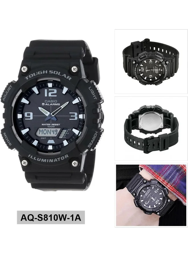 CASIO Men's Analog-Digital Display Watch With Black Leather Strap - AQ-S810W-1A