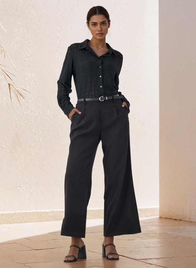 سبلاش فيڤ قميص فيسكوز بقصة عادية بنقش شيفلي وياقة - Image 2