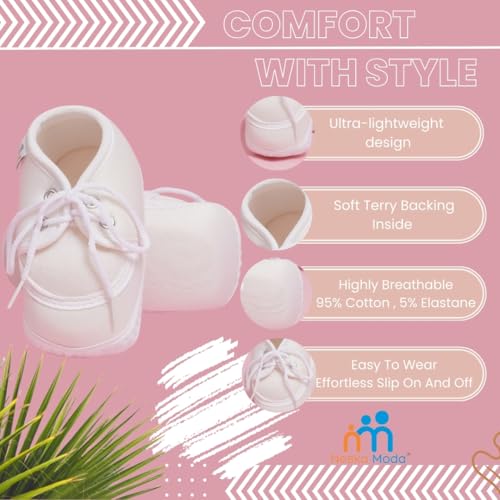 Neska Moda 6 To 12 Months Baby Boys & Baby Girls Cotton Lace Booties-(White)-BT2157 - Image 2