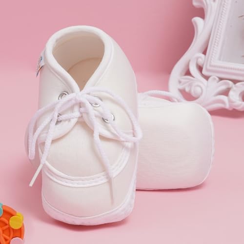 Neska Moda 6 To 12 Months Baby Boys & Baby Girls Cotton Lace Booties-(White)-BT2157 - Image 4