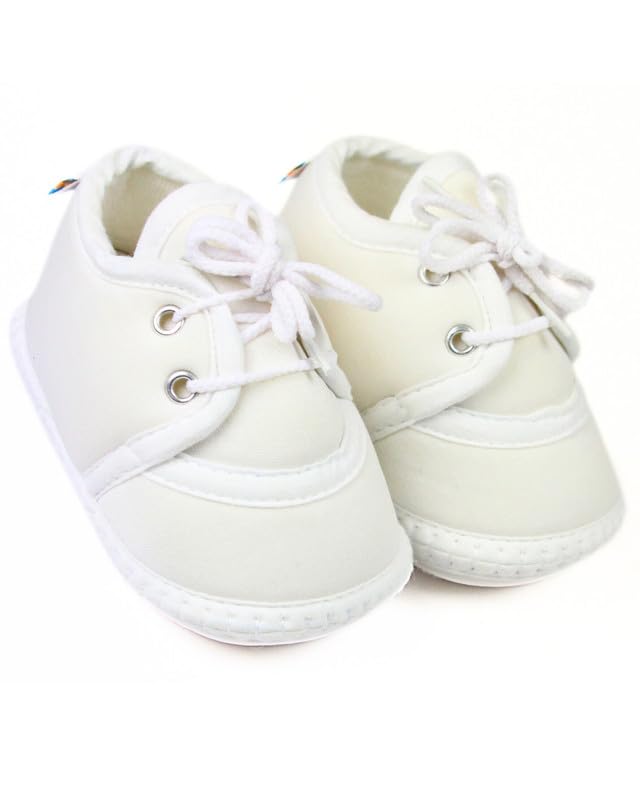 Neska Moda 6 To 12 Months Baby Boys & Baby Girls Cotton Lace Booties-(White)-BT2157 - Image 1