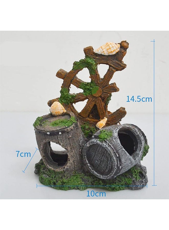 Realfrog Fish Tank Decoration, Aquarium Decoration Fish Accessory Aquatic Caves Hide Hut, Resin Broken Barrel Cave Decor for Fish Tank Decoration (Colorful)  - Image 3