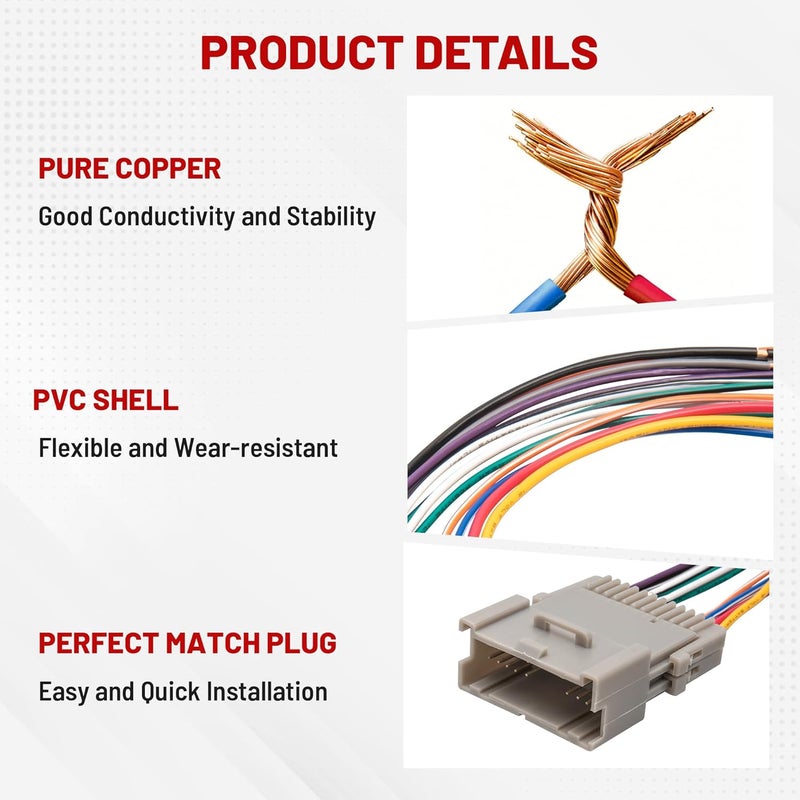 RED WOLF Radio Harness W/Antenna Adapter Replacement for 2000-2012 Buick Chevrolet Silverado GMC Tahoe, Suburban Stereo Antenna Adapter Stereo Wiring Harness Connector Plug - Image 3