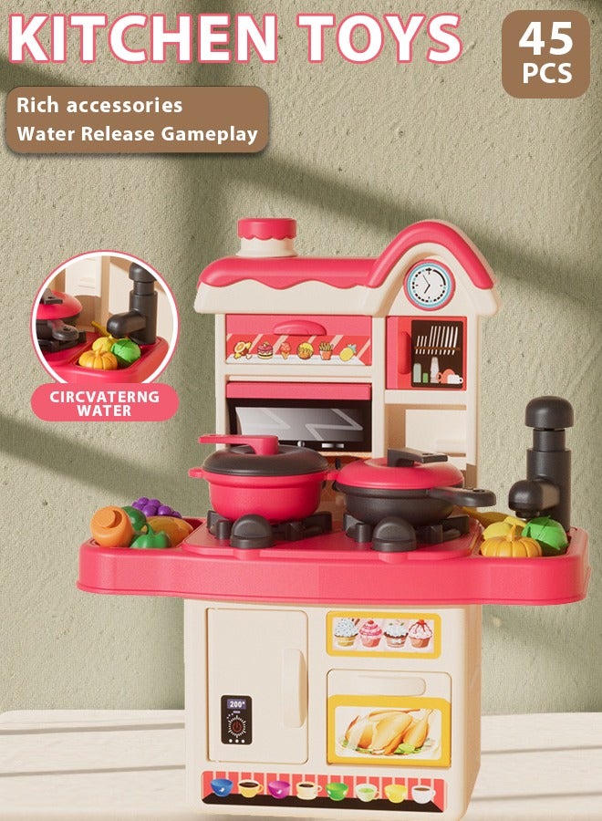 45PC Kitchen Pretend Play Toy Set ,Children's toy kitchen set with game sink,Playhouse Kitchen Children's Toy Set,Children Role Play Cookware Indoor DIY Kitchen Toy Games Kitchen Accessories Toys Sets for Boys Girls Kids - Image 1