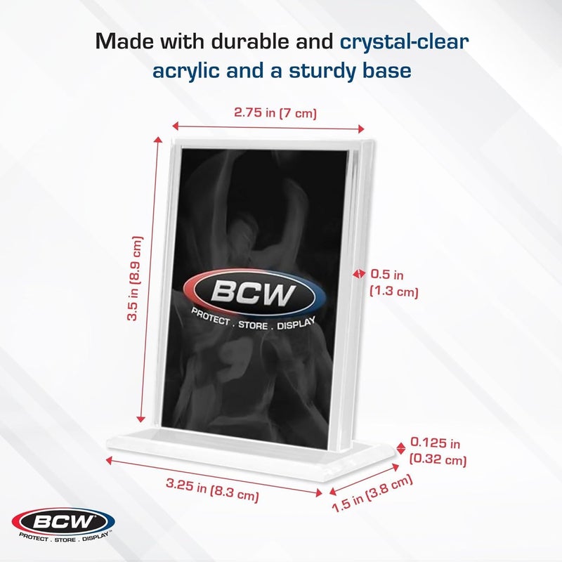 BCW Vertical Acrylic Card Stand  Clear Acrylic Business Card Holder for Trading Cards  Business Cards  Stable Base Beveled Edges Crystal Clear Display for Desk or Display Case - Image 3