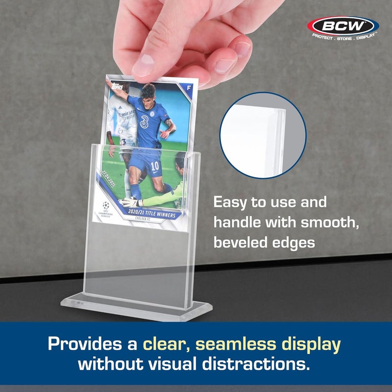 BCW Vertical Acrylic Card Stand  Clear Acrylic Business Card Holder for Trading Cards  Business Cards  Stable Base Beveled Edges Crystal Clear Display for Desk or Display Case - Image 5