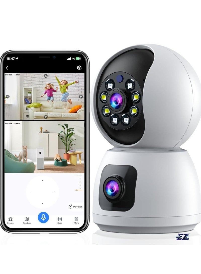 Gravity 4MP Dual-Lens 360¬∞ Smart Security Camera ‚Äì WiFi Wireless, Motion Tracking, Dual-Screen Display, Audio & Real-Time Alerts ‚Äì Perfect for Home, Office, & Business Surveillance - Image 1