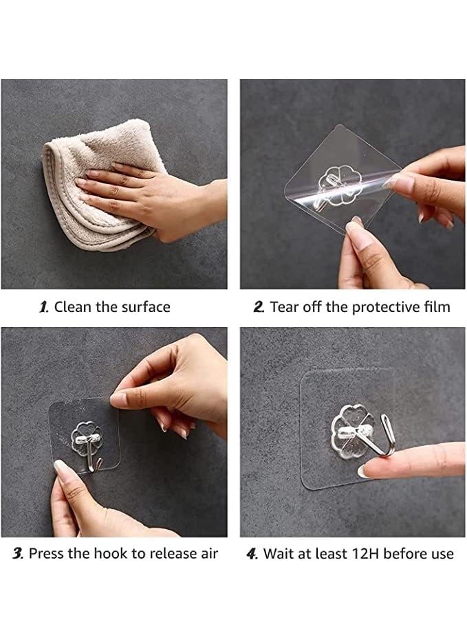 MAHIX MAHIX Hooks for Wall Without Drilling 10 pcs Self Advise Waterproof Strong Hook for Kitchen Bathroom Almira Glass Outdoor Home Office Decor Hook Hanging Transparent Hook with Stainless Steel  - Image 2