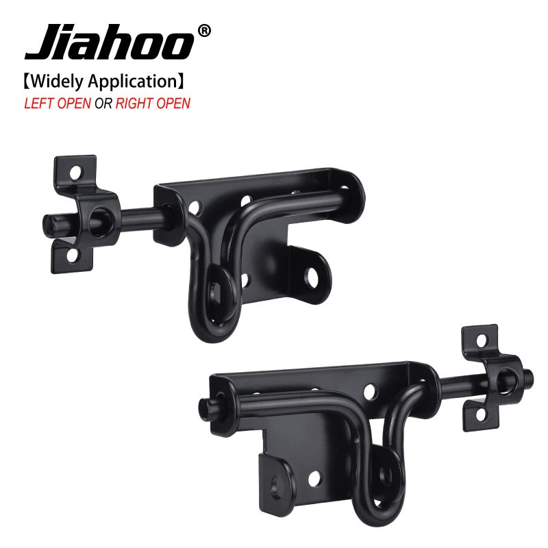 JIAHOO Slide Bolt Gate Latch, Heavy Duty Door Lock with Padlock Hole, Sliding Bolt Latch Hardware for Wooden Fence, Shed Door, PVC Fence, Barn Door, Thickened Steel, Black Finish - Image 3