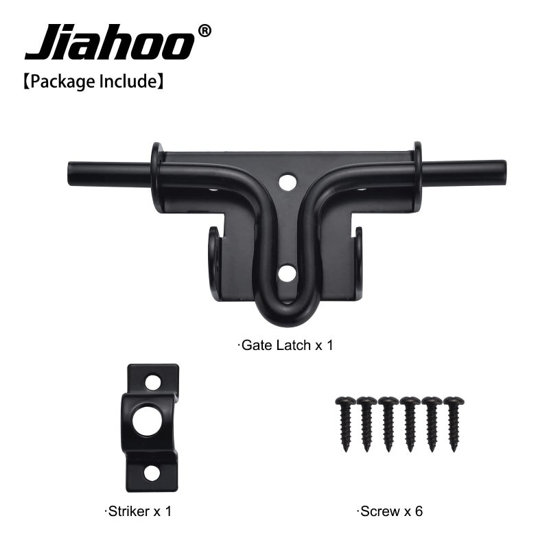 JIAHOO Slide Bolt Gate Latch, Heavy Duty Door Lock with Padlock Hole, Sliding Bolt Latch Hardware for Wooden Fence, Shed Door, PVC Fence, Barn Door, Thickened Steel, Black Finish - Image 4