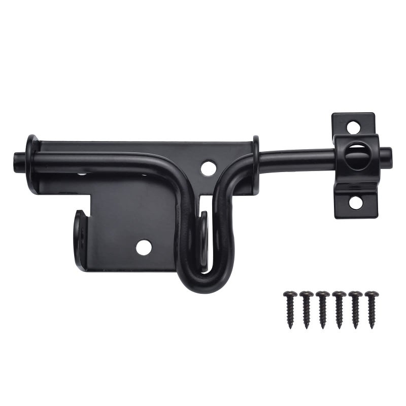 JIAHOO Slide Bolt Gate Latch, Heavy Duty Door Lock with Padlock Hole, Sliding Bolt Latch Hardware for Wooden Fence, Shed Door, PVC Fence, Barn Door, Thickened Steel, Black Finish - Image 1