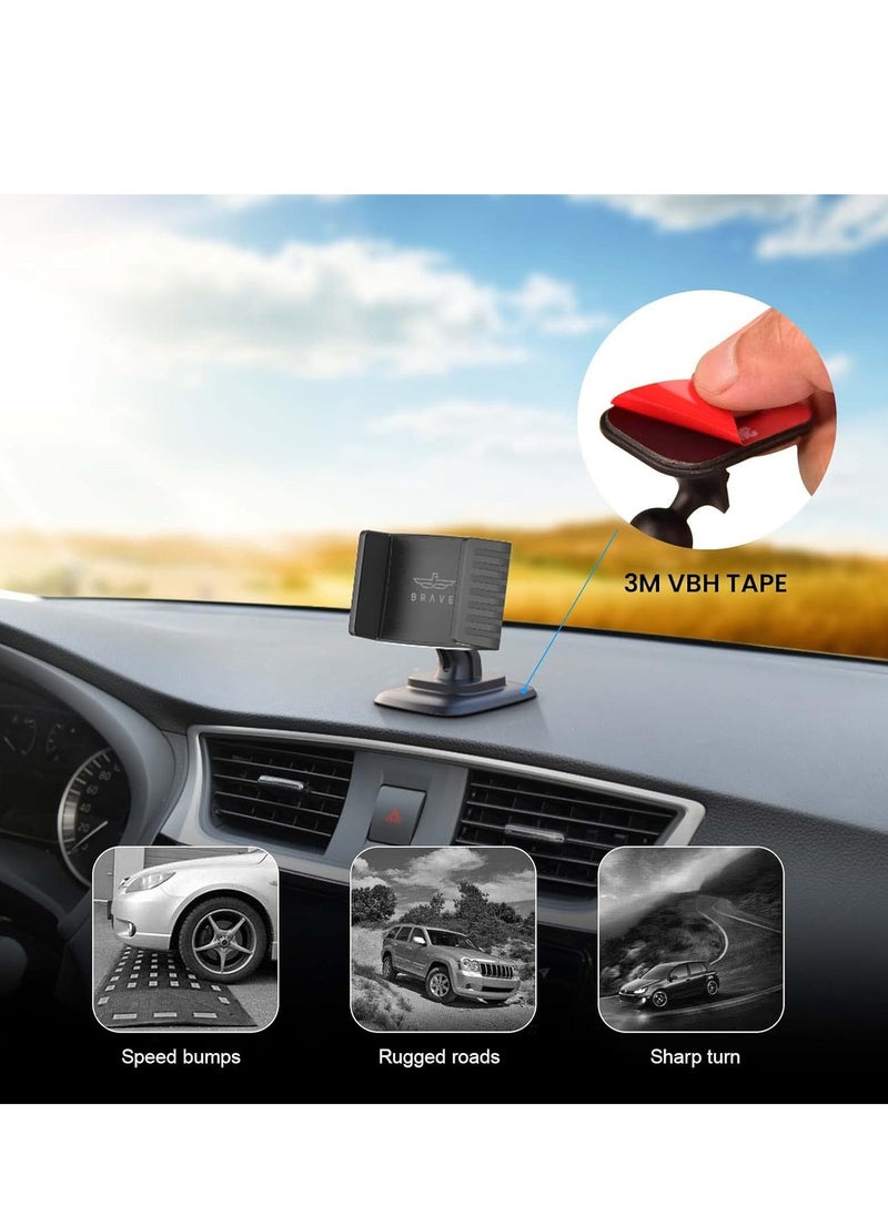 Brave - 2-in-1 Car Mobile Phone Holder, 360° Universal Air Vent and Dashboard Mount with Strong Adhesion for All Surfaces, Compatible with iPhone 16 Pro Max/Plus, 15/14/13/12/11/Pro/Pro Max, Samsung S24/S23, and Phones 4.7" to 6.8" Secure Grip, Adjustable, Easy Installation and Versatile Design - Image 1