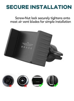 Brave 2-in-1 Car Mobile Phone Holder, 360° Universal Air Vent and Dashboard Mount with Strong Adhesion for All Surfaces, Compatible with iPhone 16 Pro Max/Plus, 15/14/13/12/11/Pro/Pro Max, Samsung S24/S23, and Phones 4.7" to 6.8" Secure Grip, Adjustable, Easy Installation and Versatile Design  - Image 5