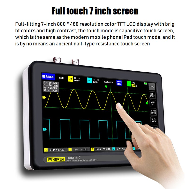 1013D 2 Channels 100MHz Band Width 1GSa/s Sampling Rate Oscilloscope with 7 Inch Color TFT LCD Touching Screen - Image 2