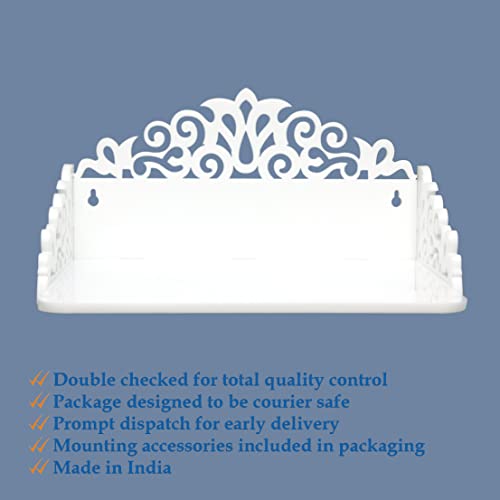 Heartily® : Acrylic Rudra Wall Mounted White Acrylic Home Pooja Temple Mandir Puja Room Items Stand Home Decor Office Chowki Shelf Hanging Product (Height- 6.25, Length- 12, Width-9.0 Inch) (White) - Image 5