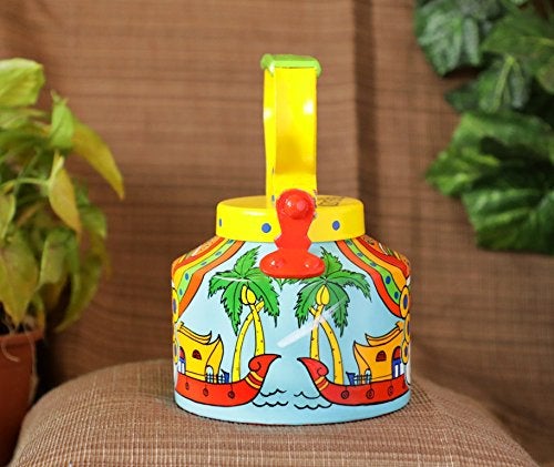 A Krazy Mug فنجان مجنون مزخرف يدويًا بتصميم تقليدي ملون من كيرالا لتزيين الشاي ديسي للمنزل والمقاهي والمطاعم، غلاية ألمنيوم سعة 125 لتر - Image 5