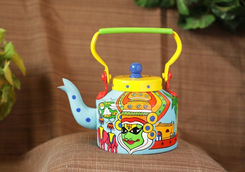 A Krazy Mug فنجان مجنون مزخرف يدويًا بتصميم تقليدي ملون من كيرالا لتزيين الشاي ديسي للمنزل والمقاهي والمطاعم، غلاية ألمنيوم سعة 125 لتر - Image 3