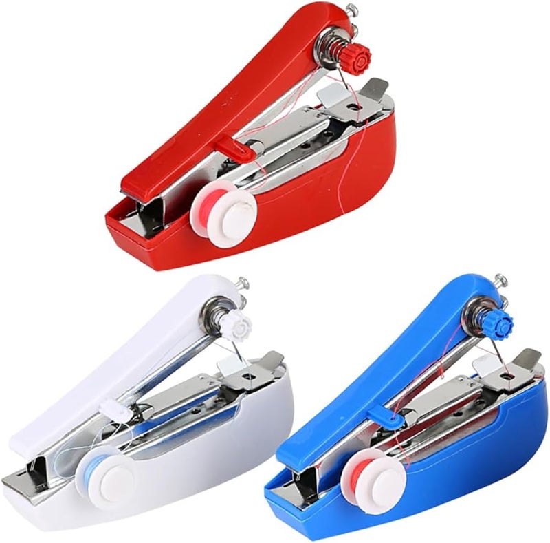 Artibetter 3 قطع ماكينة خياطة يدوية صغيرة محمولة لاسلكية للاستخدام المنزلي والسفر وإصلاح الأعمال اليدوية - Image 1