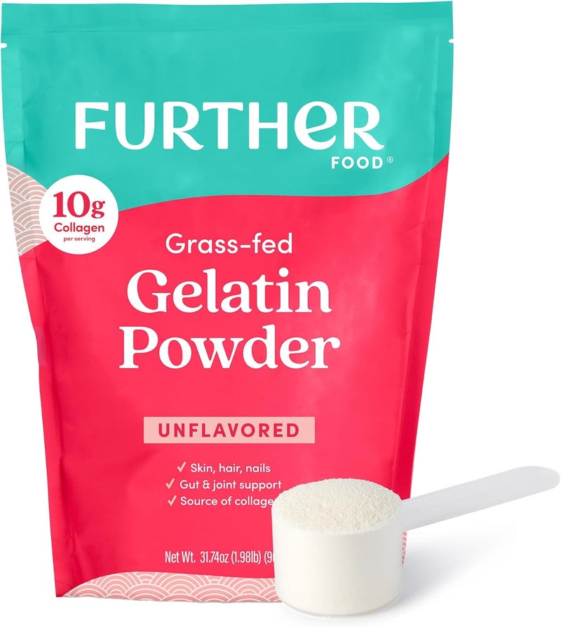 Further Food مسحوق الجيلاتين من فاذر فود - بدون نكهة، 31.74 أونصة - مصدر ممتاز للكولاجين - Image 1