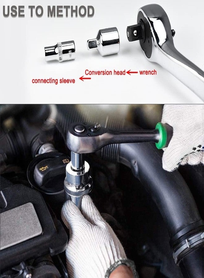 اتول مارت محول مقبس تأثير Utoolmart مقاس 3/8 بوصة (F) × 1/4 بوصة (M) لمفاتيح الربط ذات السقاطة، محول Cr-V لمخفض الأكمام، أنثى إلى ذكر، قطعتان - Image 5